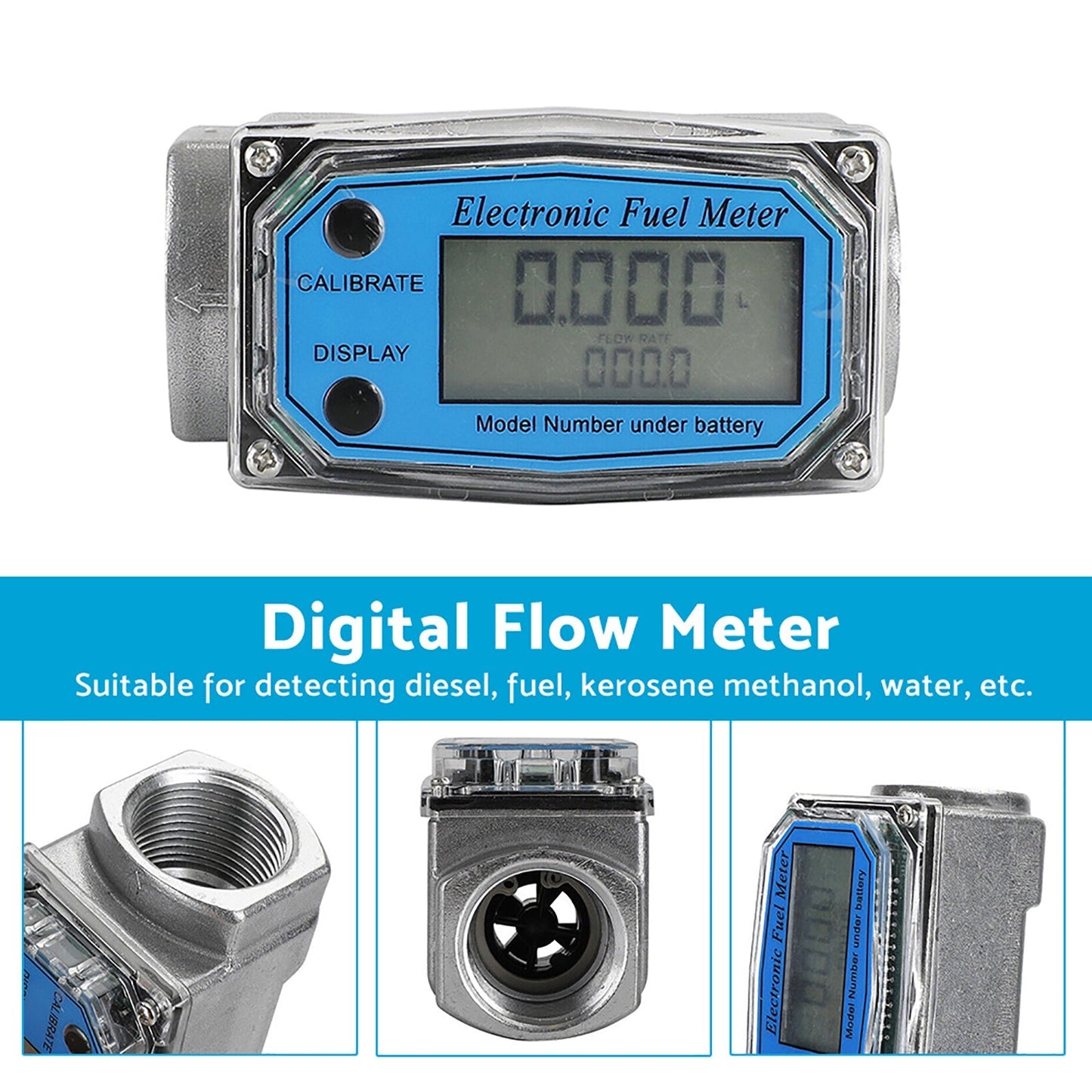 1 or 1. 5 or 2 inch Turbine Digital Diesel Water Fuel Flow Meter Oval Gear Flow Gauge - Frazy's Auto Parts