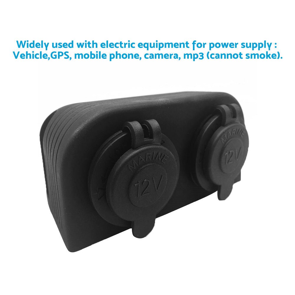 12V - 24V Dual Port Surface Mount Cigarette Lighter Suitable for Car Boat Caravan RV - Frazy's Auto Parts