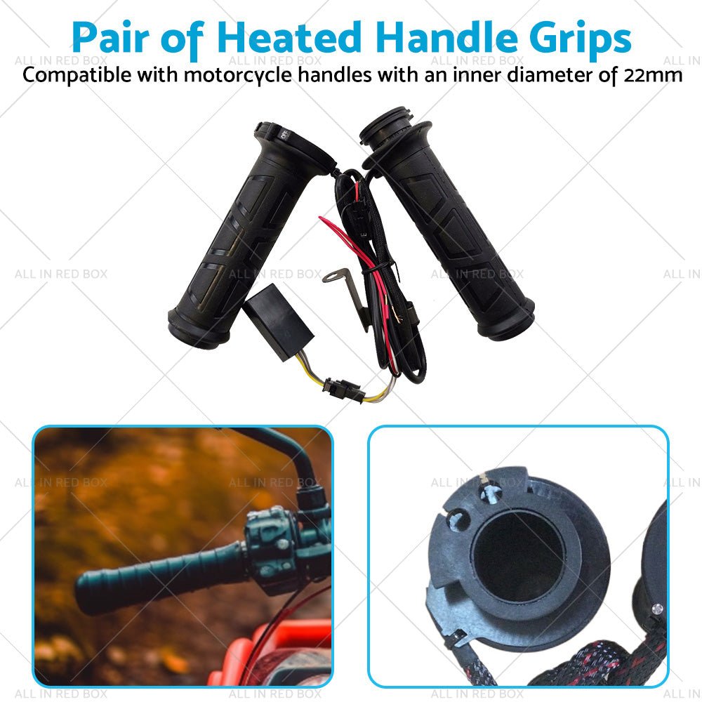12v Motorcycle Heated Hand Rubber Grips 22mm 7 8'' Handlebar Grip Adjustable Hot - Frazy's Auto Parts