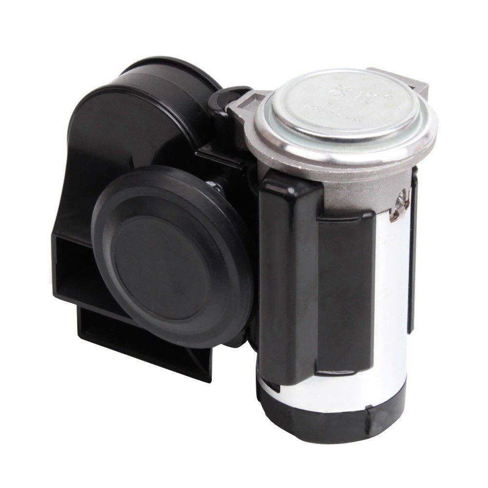 1x Nautilus Compact Motorcycle Air Horn Black 139dB 12V Loud - Frazy's Auto Parts