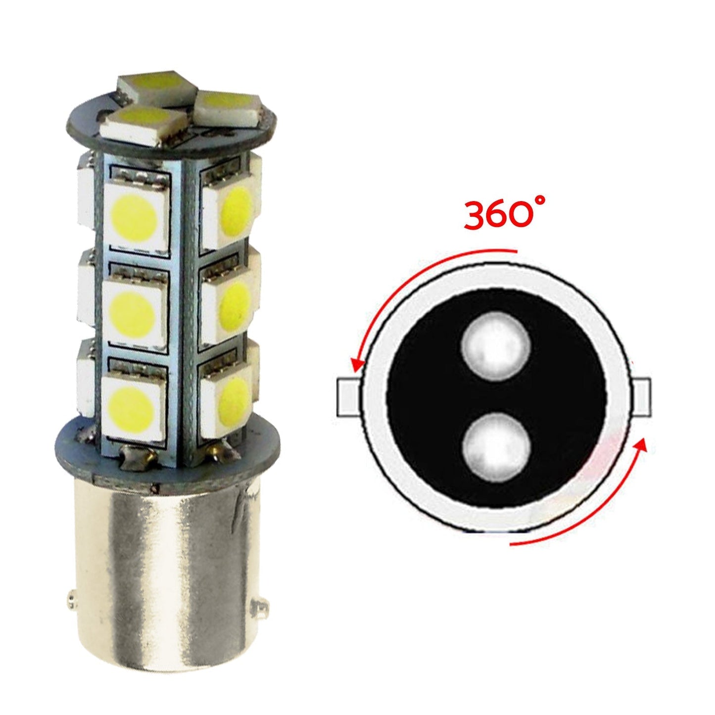 2x 12V BA15D LED 18 SMD Cool White Light Globes Suitable For Caravan Car - Frazy's Auto Parts