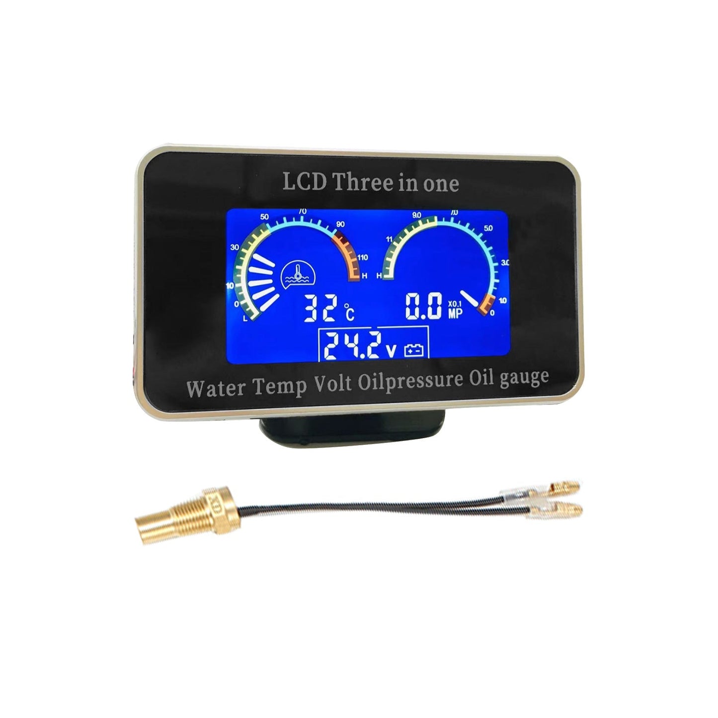 3 - in - 1 LCD Digital Gauge Suitable For Oil Pressure, Voltage & Water Temperature 12V / 24V Car & Truck - Frazy's Auto Parts