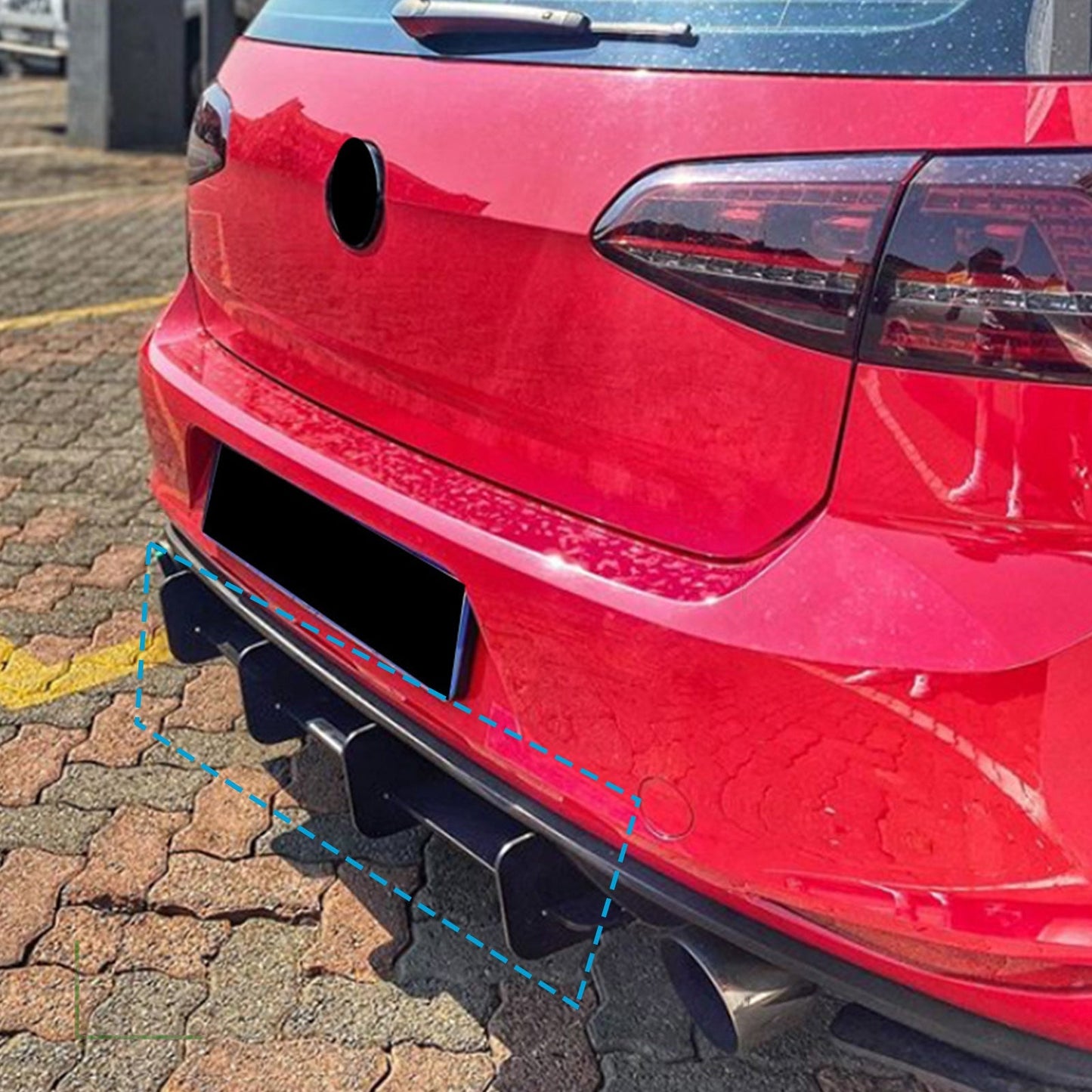 4 Fins Rear Bumper Diffuser Lip Spoiler Suitable For Volkswagen VW Golf MK7 GTI - Frazy's Auto Parts