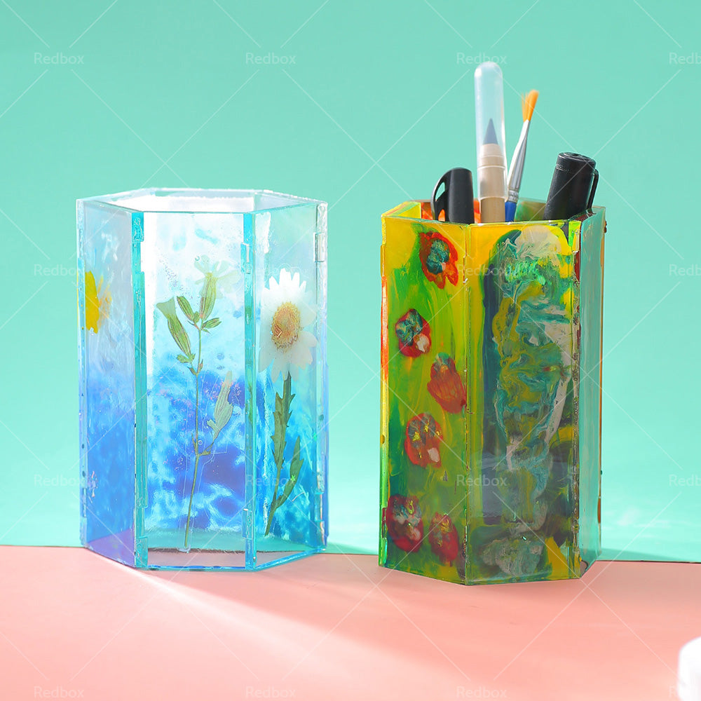 Silicone Resin Mold Mosaic Table Lamp Night Light Mold Set DIY Craft Pen Holder-4