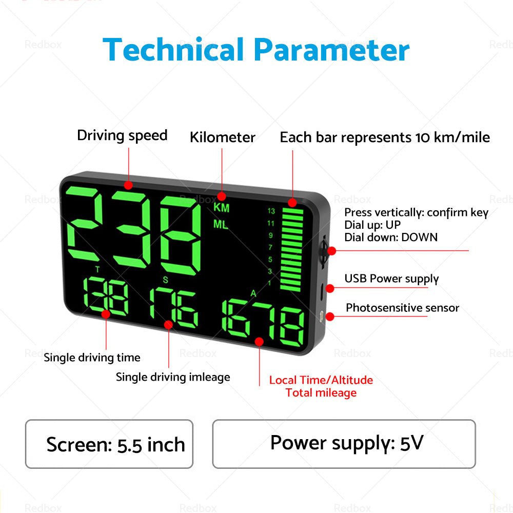 5.5'' Speedometer Odometer Display MPH KMH with Over Speeding Alarm Universal - Frazy's Auto Parts
