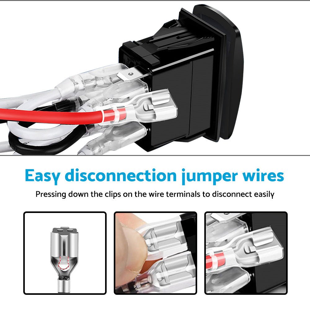 7 - Pin Winch In Out Rocker Switch Blue LED Rocker Toggle Switch 12V - 24V ON OFF ON - Frazy's Auto Parts