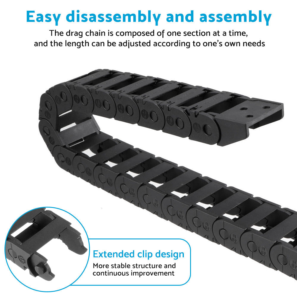 10mmX20mm 1Meter Drag Chain Cable Carrier Open Type with End Connectors Plastic-4