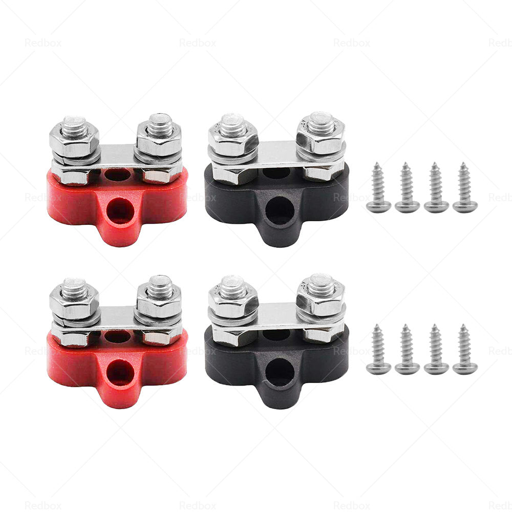 2x 5/16-Inch M8+M8 Bus Bar Terminal Blocks Positive & Negative Distribution Stud-0