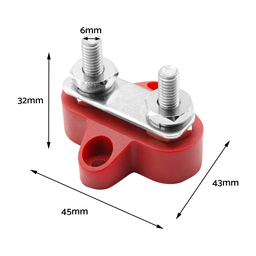 M6 Bus Bar Terminal Block Heavy Duty Red Dual Power Distribution Stud-4
