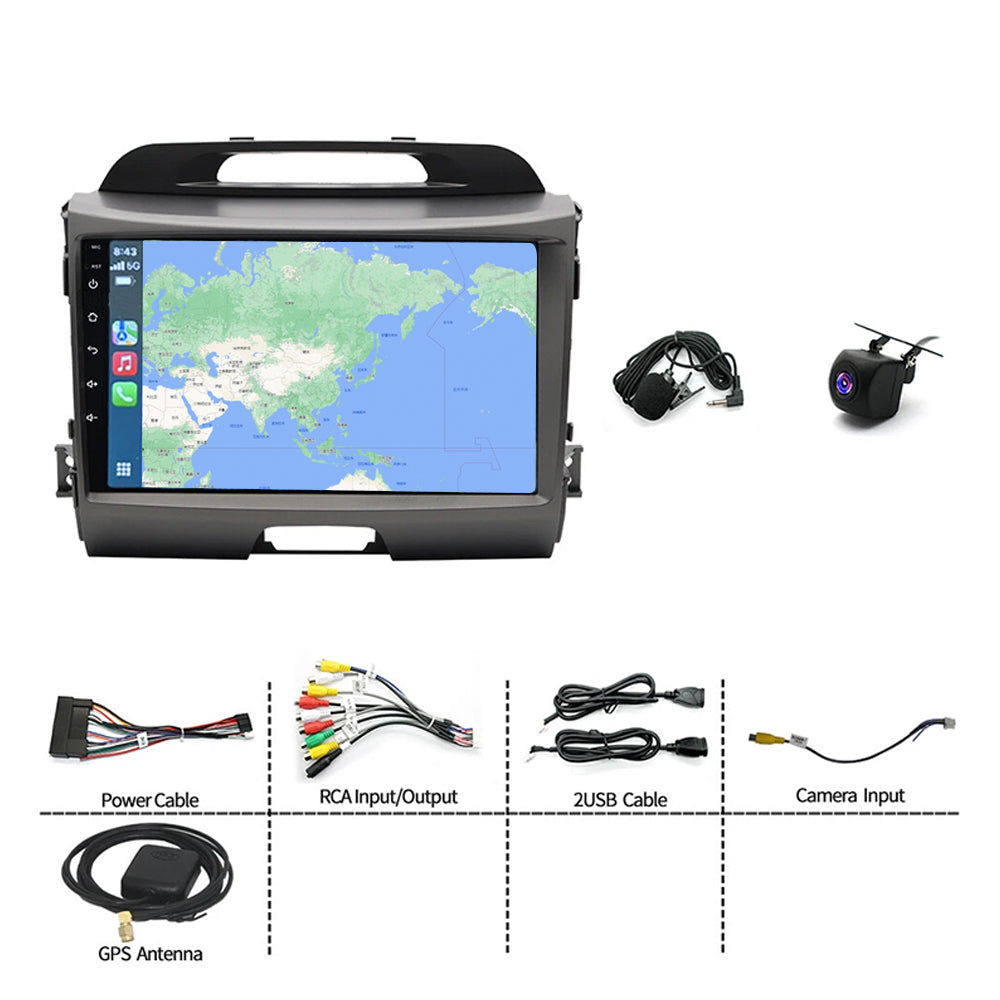 9 inch Wireless CarPlay Android 14 GPS Head Unit Suitable for Kia Sportage-2
