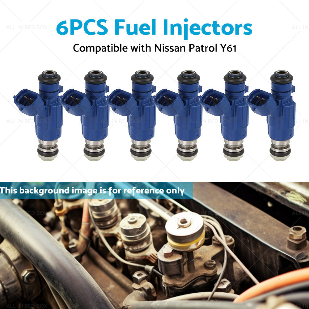 6PCS Fuel Injector Suitable For Nissan Patrol Y61 TB48DE RB25DET 16600-AA500-4