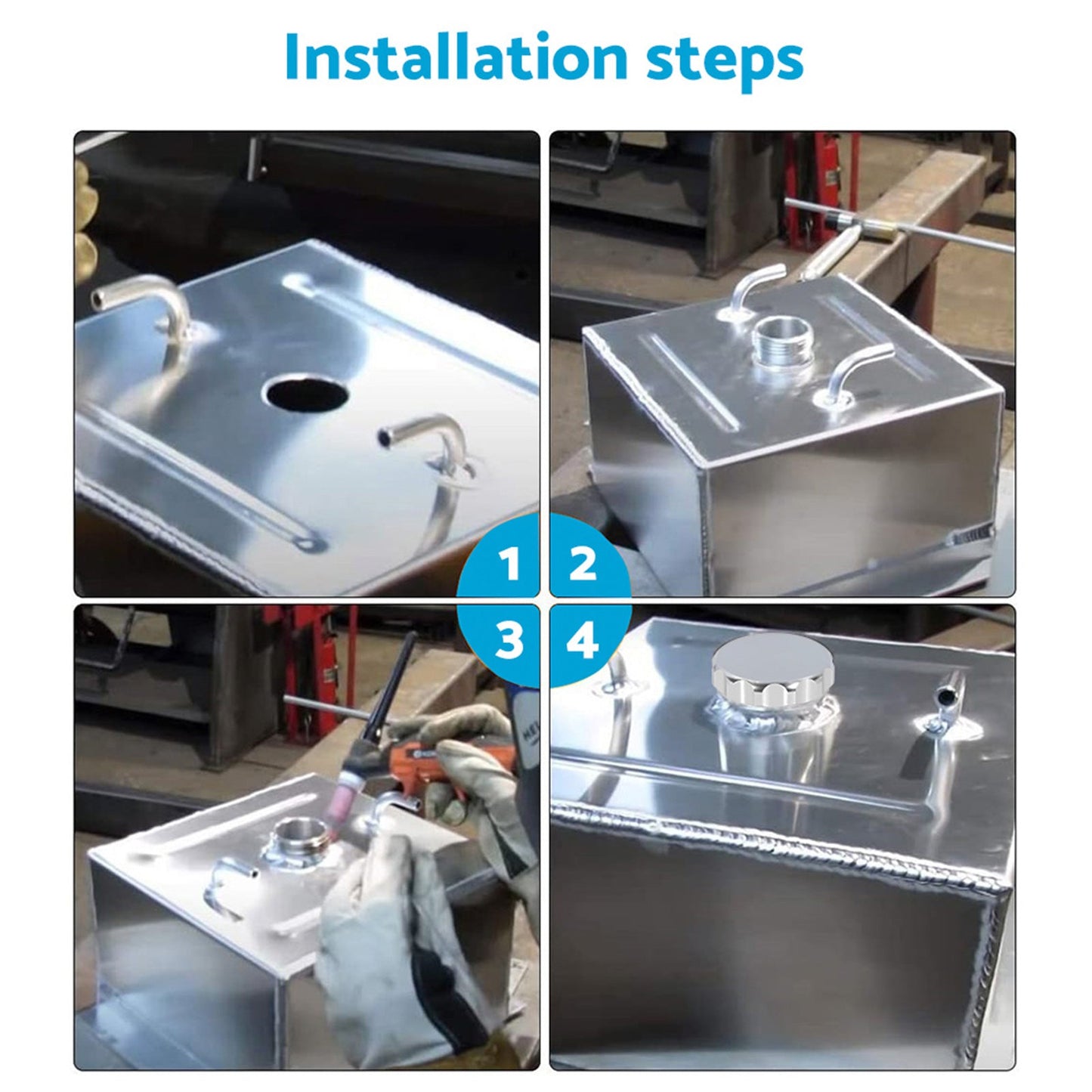 2in Aluminium Alloy Weld-On Filler Neck And Cap Suitable For Oil Fuel Water Tank Silver-2