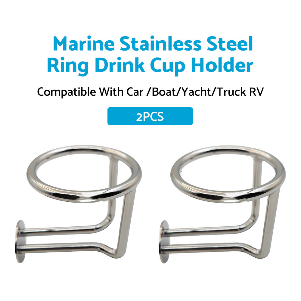 2X Marine Stainless Steel Ring Drink Cup Holder for Car Boat Yacht Truck RV-4