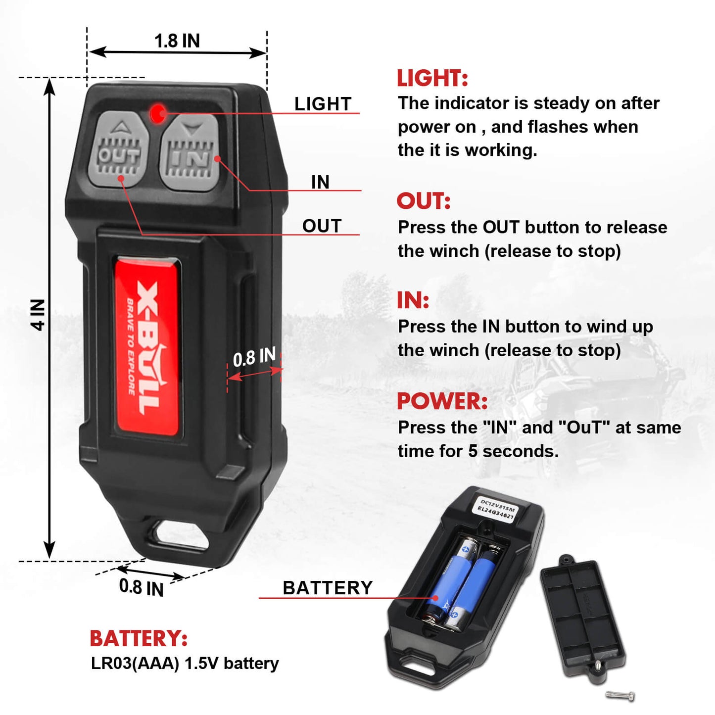 12V Winch Remote Twin Handset Set Suitable For Solenoid Operated Electric Winch-4