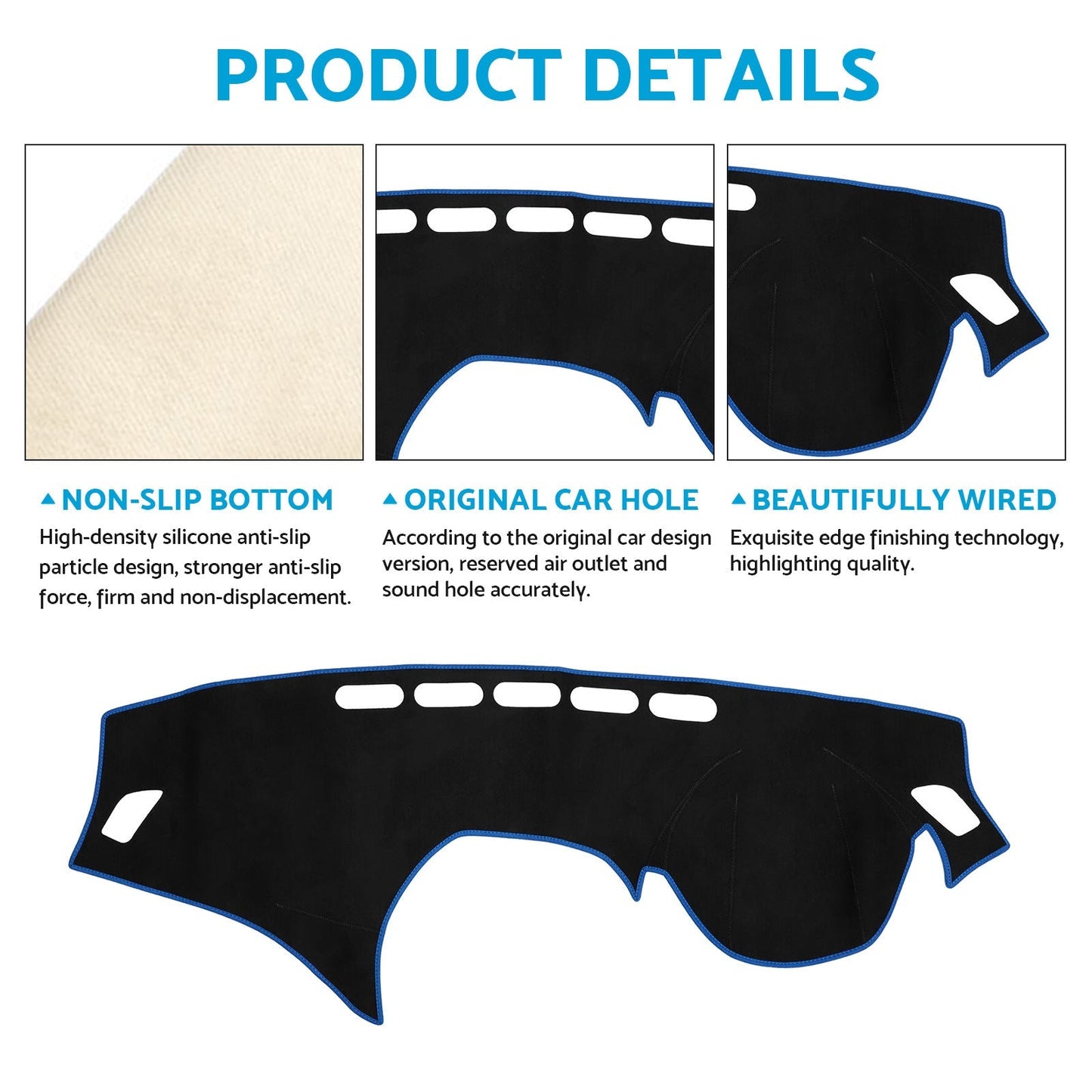 Non - Slip Dash Mat (Dashboard Cover) Suitable For BMW 1 Series F20 2012 - 2017 Black & Blue - Frazy's Auto Parts