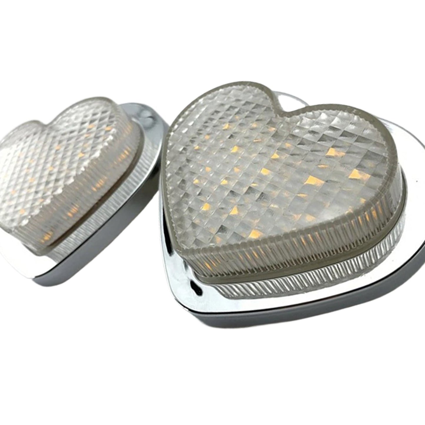 Pair of 12V LED Side Marker Indicators Suitable For Heart Clear Flash White - Frazy's Auto Parts