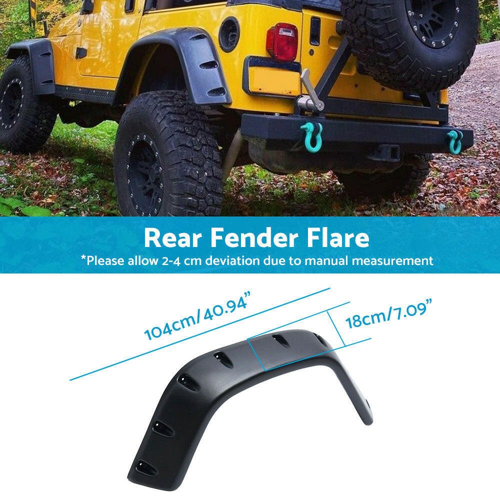 Pocket Style Matte Black Fender Flares Jungle Guard Suitable For Jeep Wrangler TJ 1997 - 2006 - Frazy's Auto Parts