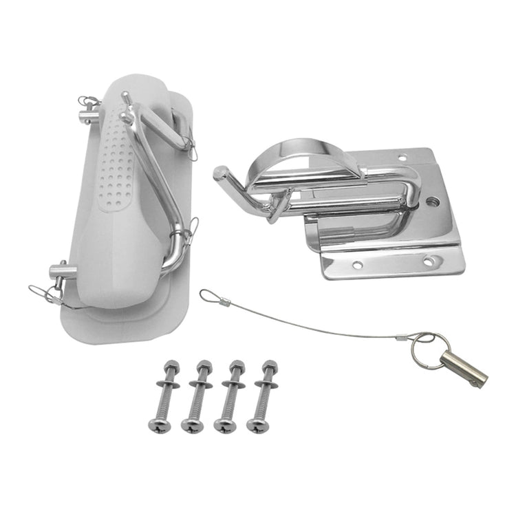 Boat Insta-Lock Snap Quick Davits Set Stainless Steel With Handle Pad-0