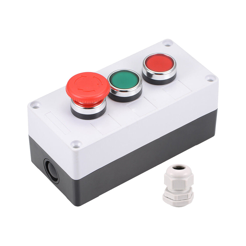 Push Button Switch Box With Red & Green Momentary NO NC Switches and Emergency Stop Suitable For Industrial Control-0