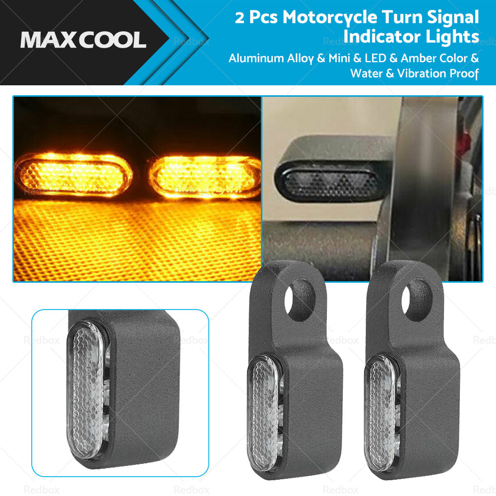 2x Mini LED Motorcycle Turn Signal Indicators Suitable For Amber Blinker Light – Black 3LED-2
