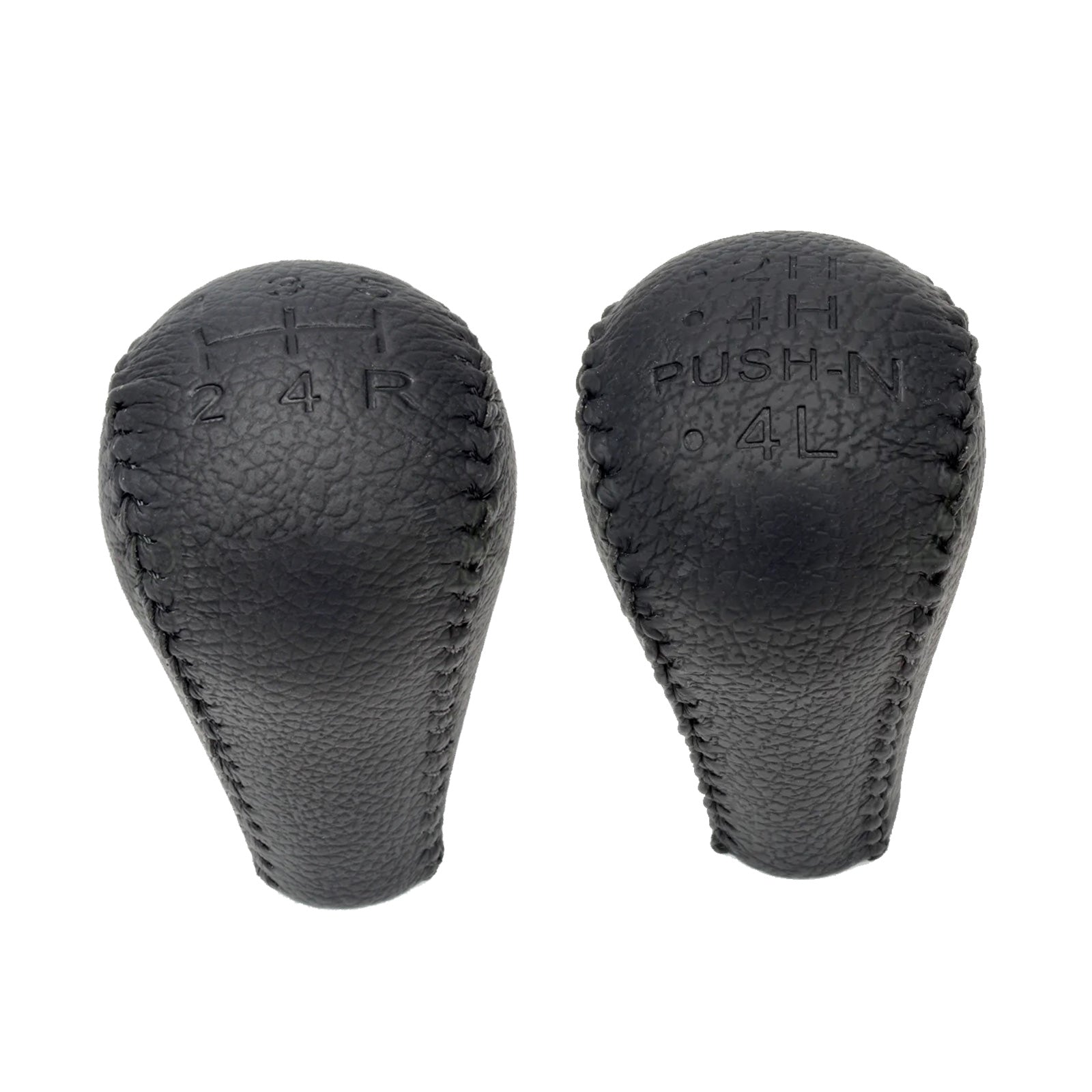 Leather Transfer Case & Gear Shift Knobs 2x Black Suitable For Nissan Patrol GQ / GU-0