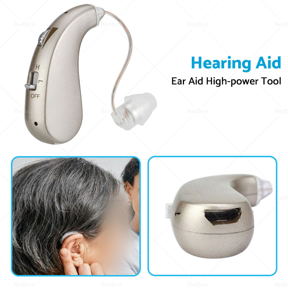 Rechargeable Digital Hearing Aid Severe Loss BTE Ear Aid HIGH-POWER Tool Kit-2