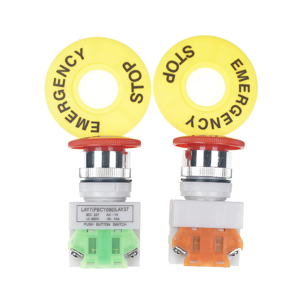 Emergency Stop Push Button Switch 2x Red Mushroom Suitable For Industrial or Automotive Use-0