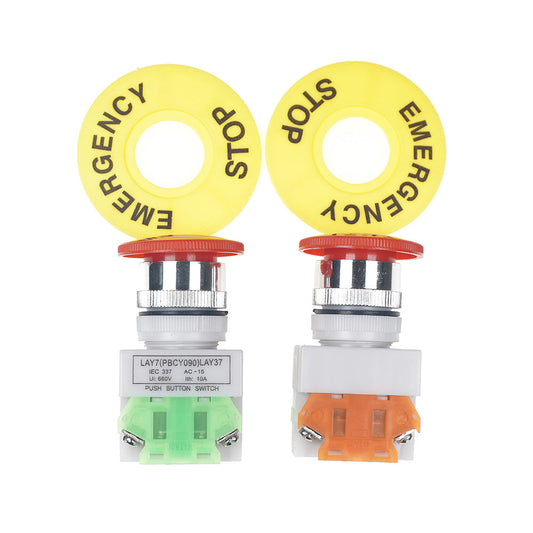 Emergency Stop Push Button Switch 2x Red Mushroom Suitable For Industrial or Automotive Use-0