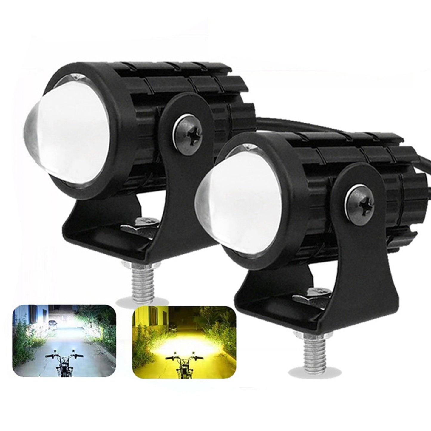 2X LED Motorcycle Headlight Spot Lights Car Driving Fog Lamp Yellow White 12-24V-2