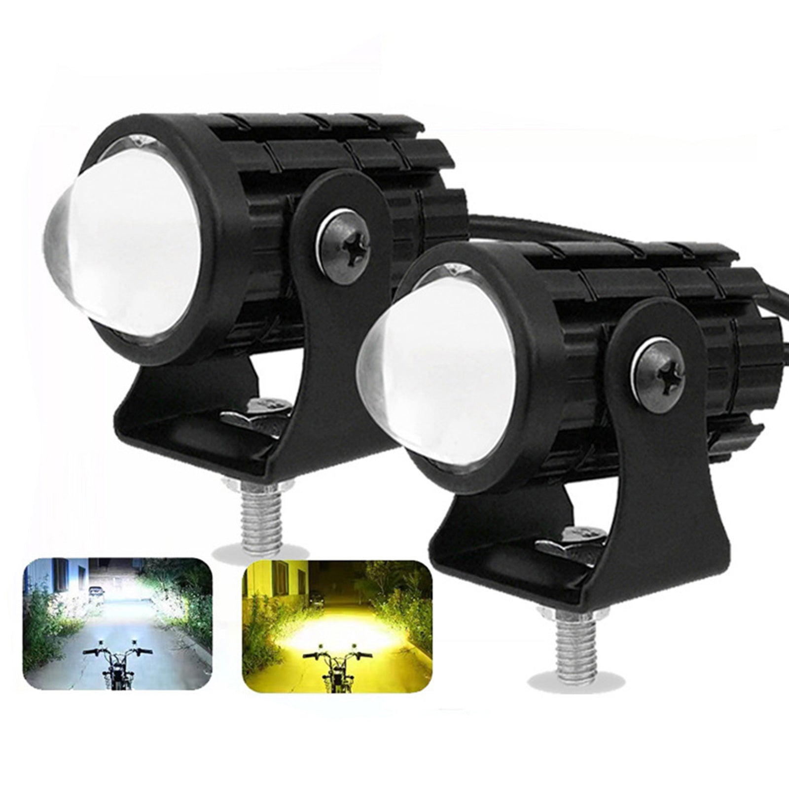 2X LED Motorcycle Headlight Spot Lights Car Driving Fog Lamp Yellow White 12-24V-2