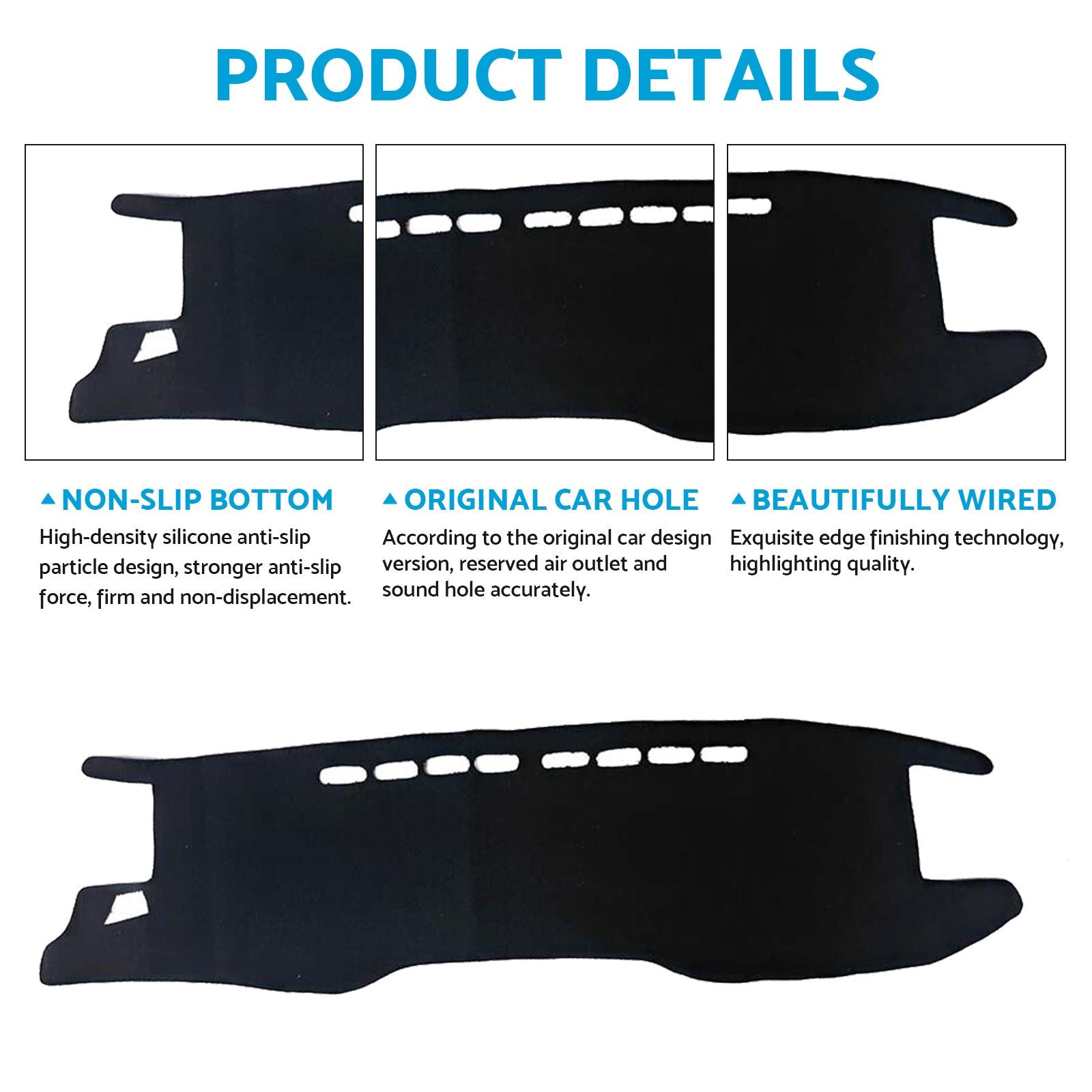 Non-Slip Dash Mat (Dashboard Cover) Suitable For Toyota Hilux 2020-2024 Black-2