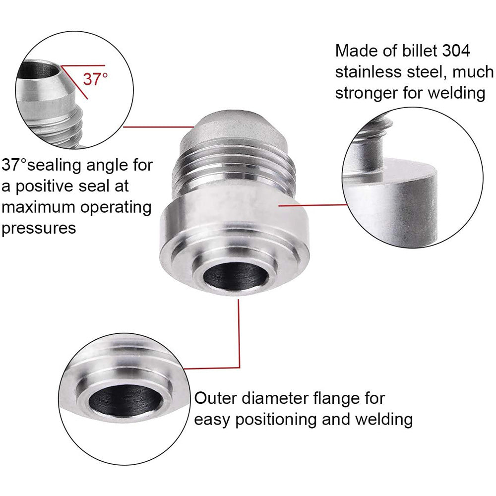 2x AN12 Male Aluminium weld on JIC bungs fitting -12AN JXSS032-12-A-2