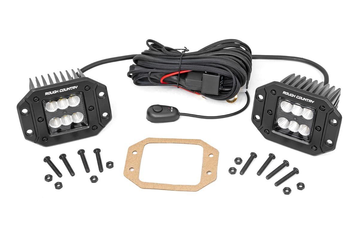 Black Series LED Light Pair 2-inch Square Flush Mount