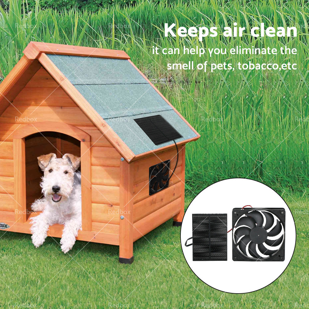 3W Solar Panel Powered Fan Mini Ventilator For Greenhouse Pet or Dog Chicken House-3
