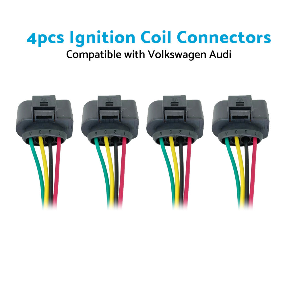 4PCS Ignition Coil Connector Repair Harness Plug 1J0973724 Suitable For VW Audi-1