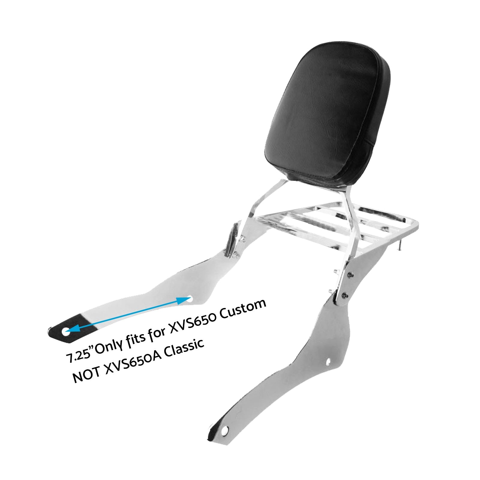 Chrome Backrest Sissy Bar With Luggage Rack Suitable For Yamaha V-Star 400 / 650 1998-2018-0