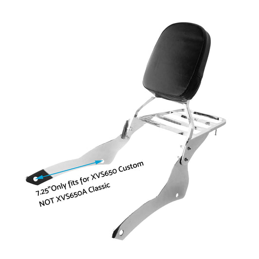 Chrome Backrest Sissy Bar With Luggage Rack Suitable For Yamaha V-Star 400 / 650 1998-2018-0