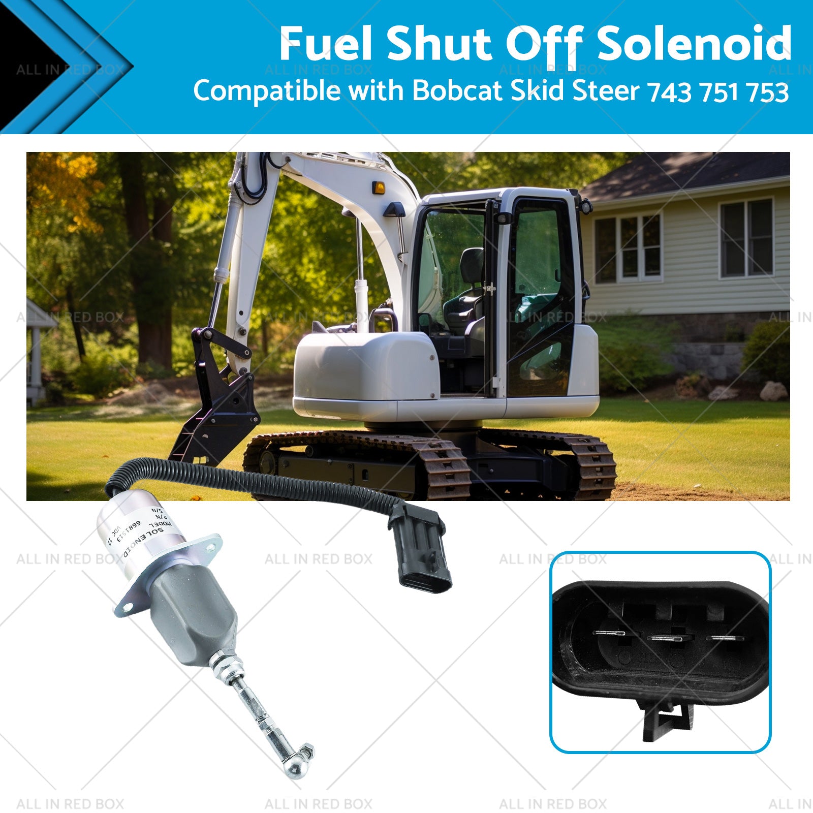 Fuel Shut Off Solenoid Kit Suitable For Bobcat Skid Steer 743 / 751 / 753 / T190 / S185-0