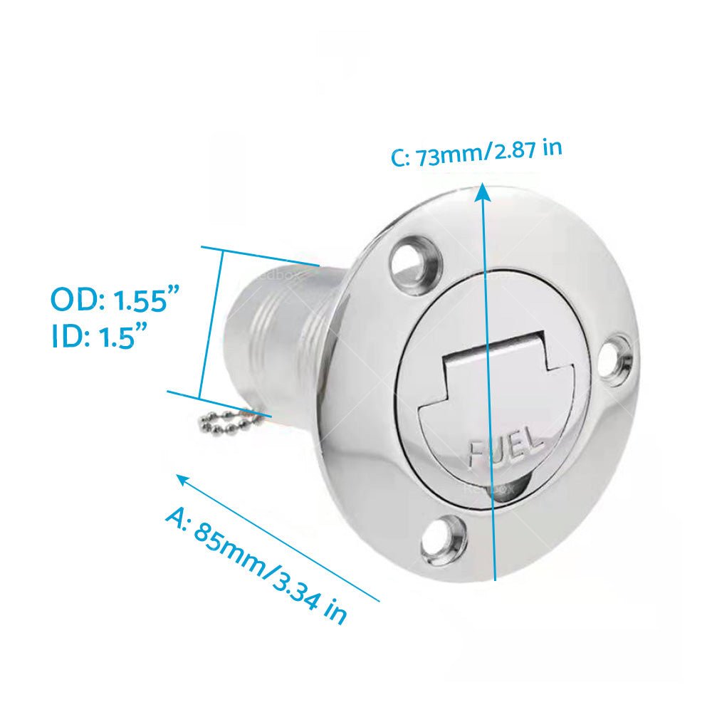 1. 5 inch Fuel Deck Fill Keyless Polished Fuel Filler Stainless Steel For Marine Boat - Frazy's Auto Parts