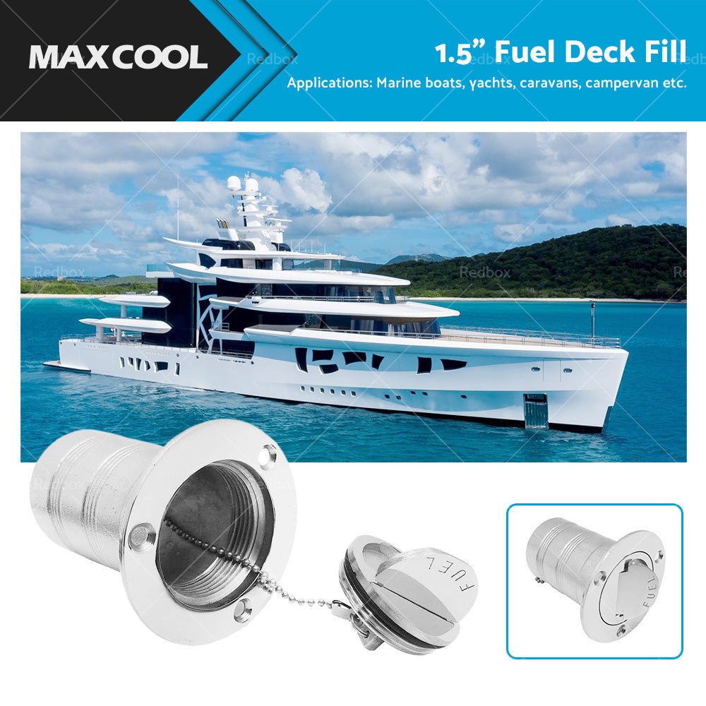 1. 5 inch Fuel Deck Fill Keyless Polished Fuel Filler Stainless Steel For Marine Boat - Frazy's Auto Parts