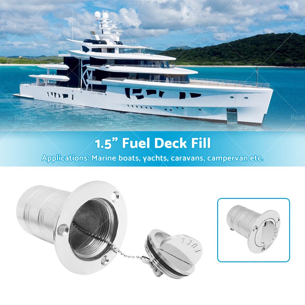 1. 5 inch Fuel Deck Fill Keyless Polished Fuel Filler Stainless Steel For Marine Boat - Frazy's Auto Parts