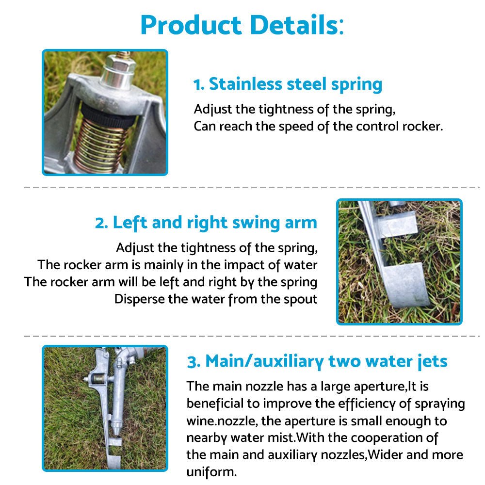 1'' Irrigation Spray Tool Sprinkler Large 360 Angle Adjustable Impact Area Water - Frazy's Auto Parts