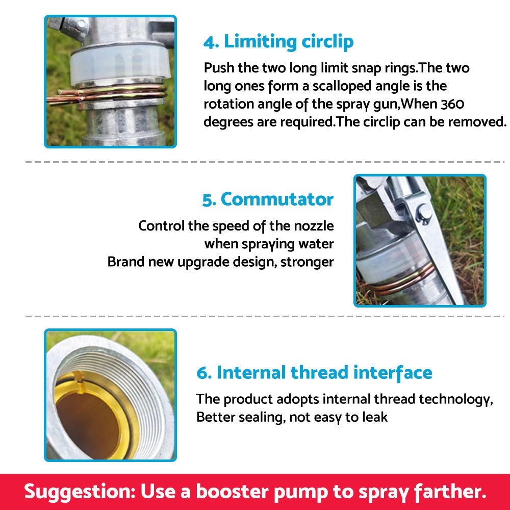 1'' Irrigation Spray Tool Sprinkler Large 360 Angle Adjustable Impact Area Water - Frazy's Auto Parts