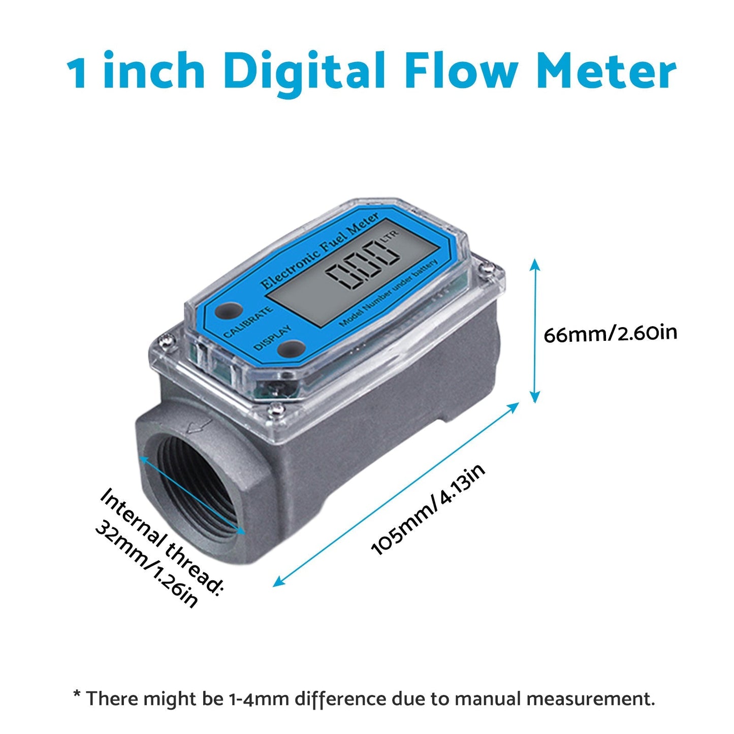 1 or 1. 5 or 2 inch Turbine Digital Diesel Water Fuel Flow Meter Oval Gear Flow Gauge - Frazy's Auto Parts