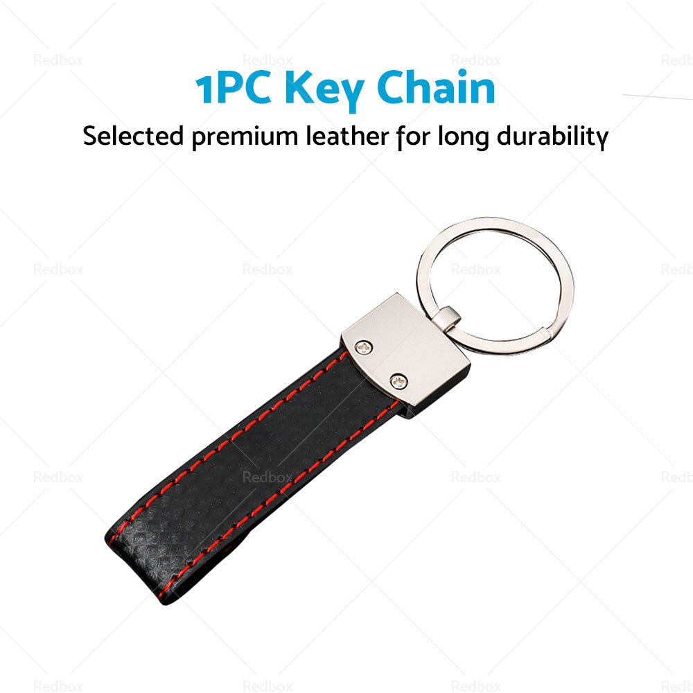 1 Piece Black Key Ring Keychain Keyring Metal PU Leather Key Chain Universal - Frazy's Auto Parts