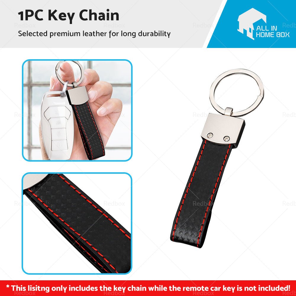 1 Piece Black Key Ring Keychain Keyring Metal PU Leather Key Chain Universal - Frazy's Auto Parts