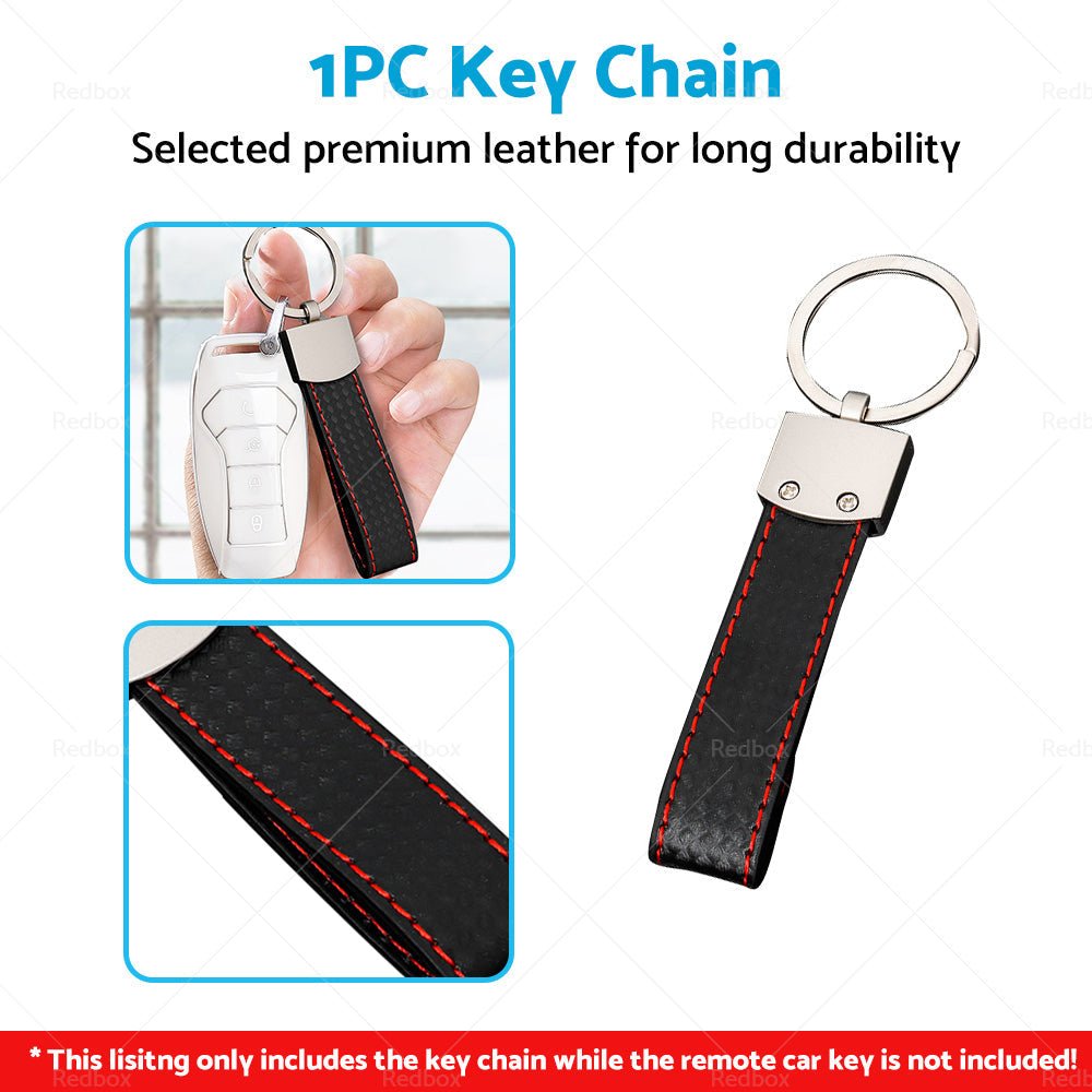 1 Piece Black Key Ring Keychain Keyring Metal PU Leather Key Chain Universal - Frazy's Auto Parts