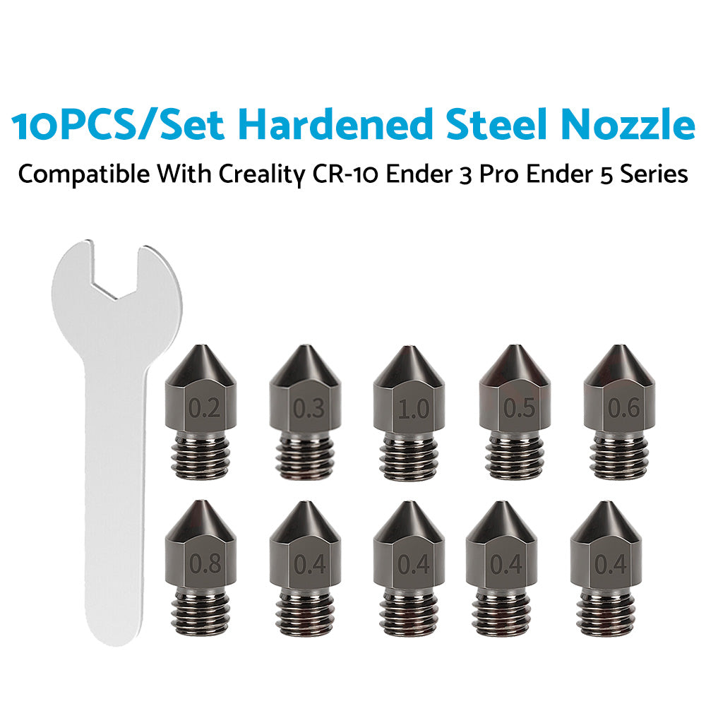 10Pcs Hardened Steel Nozzle Suitable for Creality CR-10 Ender 3 Pro 5 Series-0