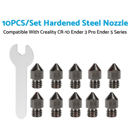 10Pcs Hardened Steel Nozzle Suitable for Creality CR-10 Ender 3 Pro 5 Series-0