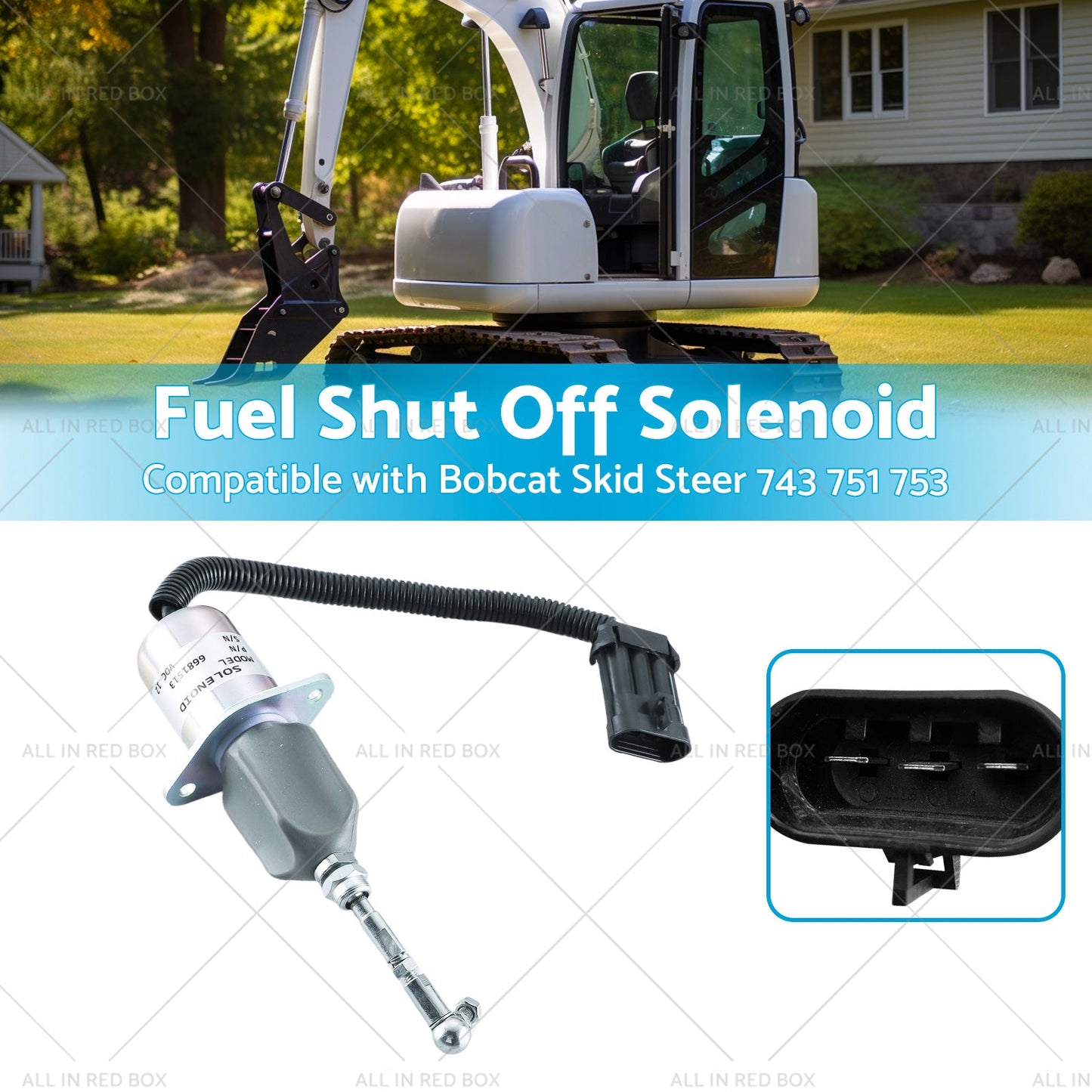 Fuel Shut Off Solenoid Kit Suitable For Bobcat Skid Steer 743 / 751 / 753 / T190 / S185-2